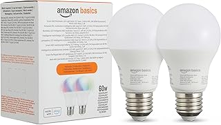 Amazon Basics Smarte LED-Glühbirne, farbenwechselnd, E27, 8W (entspricht 60W), funktioniert nur …