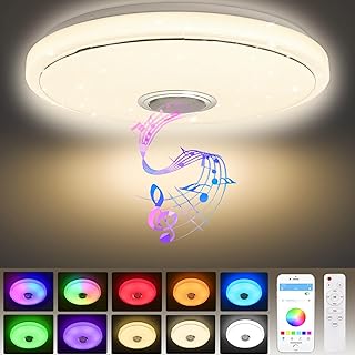 48W LED Deckenlampe Dimmbar, RGB Deckenleuchte mit Bluetooth Lautsprecher Fernbedienung und APP-S…