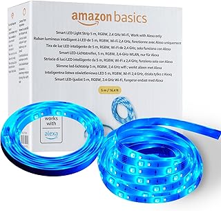 Amazon Basics Smarter LED-Lichtstreifen, 5 m, RGBW, nur für Alexa geeignet, Mehrfarbig