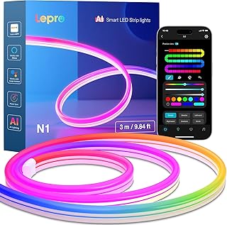 Lepro Neon AI LED Strip 3m, RGB LED Streifen mit App-, Musik- und Sprachsteuerung, kompatibel mit…