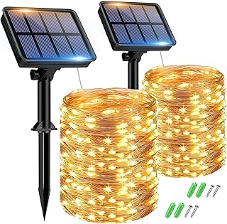 btfarm Solar Lichterkette Aussen, 2x15M 150 LED Solarlichterkette Außen Wetterfest 8 Modi IP65 W…