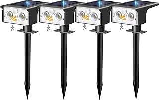 btfarm 4 Stück Solarlampen für Außen mit Bewegungsmelder, 3 Modi Solarstrahler für Außen Gar…