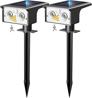 btfarm 2 Stück Solarlampen für Außen mit Bewegungsmelder, 3 Modi Solarstrahler für Außen Gar…