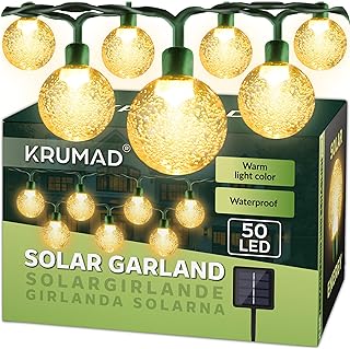 Solarlampen für Außen, 50 LED Dekolichter 7 Meter, Wetterfest, IP65, Akku Glühbirne Garten Dek…