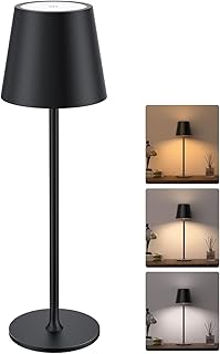 JACKYLED Tischlampe Kabellos, Wiederaufladbar mit 5000mAh Akku, 3 Höhen Verstellbar, 3 Farbtempe…