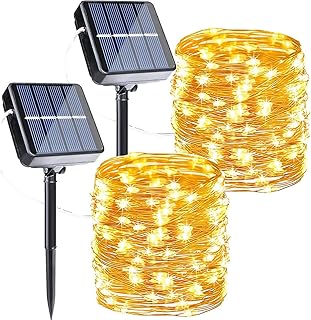Joomer 2 Stück Solar Lichterkette Aussen, 12M 120 LED Lichterkette Solar Außen Wetterfest, 8 Mo…