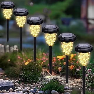 6 Stück Solarlampen für Außen, Warmweiß Solarleuchten Gartendeko, IP65 Wasserdicht Solar Gart…