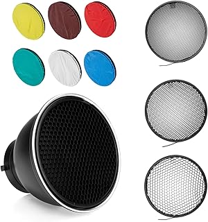 7 Zoll 18 cm Bowens Mount Standard Reflektor Diffusor mit Wabengitter Mit 6-Farben-Weichlichttuch…