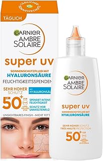Garnier Ambre Solaire LSF 50+ Super UV Fluid, mit Hyaluronsäure für tägliche Pflege, ultraleic…