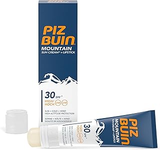 PIZ BUIN Mountain 2-in-1 Sonnencreme LSF 30 20 ml und Lippenpflege LSF 30 2,3 ml, feuchtigkeitssp…