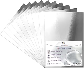 Silber-metallischer Spiegelkarton, 250 g/m², dicke, glänzende Blätter, spiegelnde Oberfläche …