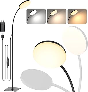 Stehlampe, [3 Farben & 10 Helligkeiten] Schlanke LED Leselampe Stehend, Dimmbar Einstellbare Flex…