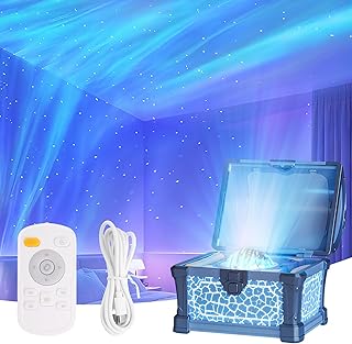 Sternenhimmel Projektor,Kreativ Schatztruhe Galaxy LED Polarlicht Lampe mit 8 Beleuchtungsmodi & …