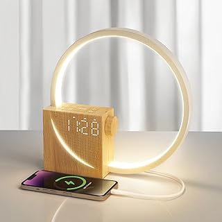 Nachttischlampe mit Wake Up Licht Wecker,Touch Control Dimmbar, Tischlampe mit 10W USB-Ladefunkti…