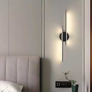 Wandlampe LED Schwarz 24W 2700LM, Wandleuchte LED Innen Modern 60CM, Wandbeleuchtung Flur Natürl…