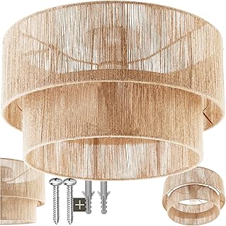 tectake® Lampe, Deckenlampe, Deckenleuchte aus Jute Geflecht, Hängelampe, Boho Ambientebeleucht…