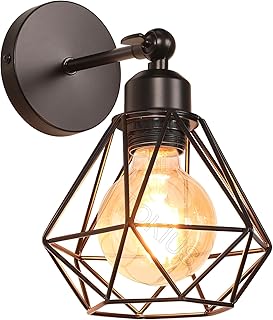 Wandlampe Vintage 16CM Wandleuchte Innen im Industrial Design Retro E27 Lampe aus Eisen Käfig La…