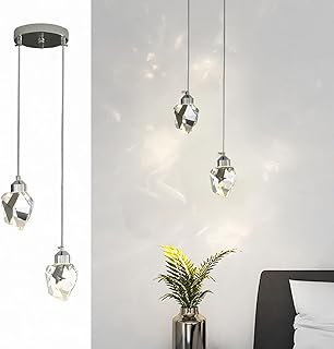 Moderne Kristall Pendelleuchte, 3-Farbige LED Kristall Pendelleuchte, Höhenverstellbare Silberne…