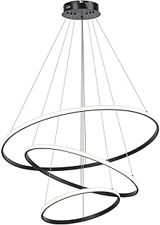LED Hängelampe Schwarz dimmbare Acryl-3-Ring-Pendelleuchte, Kücheninsel, moderne Tischleuchte, …