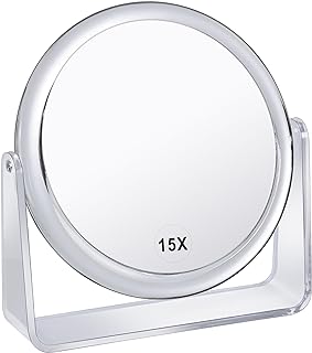 15X/1X Kosmetikspiegel Vergrößerung Doppelseitiger Schminkspiegel 360°Drehbar Tischspiegel fü…