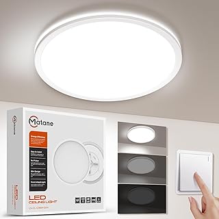 Matane Deckenlampe LED Deckenleuchte Flach 18W, 3 stufen Dimmbar, 3000K/4000K/5000K, 1800LM Ultra…