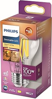 Philips LED Classic E27 Filament Lampe Warm Glow (100 W), dimmbare LED Lampe mit warmweißem Lich…
