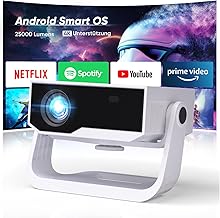 2025 Neuer Smart Beamer 4K Unterstützung, Android 11, Full HD 1080P, 25000 Lumens, WiFi 6 & BT 5…