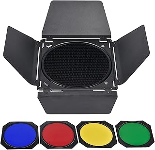 Barn Door Barndoor 4 Color Gel with Honeycomb Grid For 17.8 cm Standard Reflector Photography Lig…