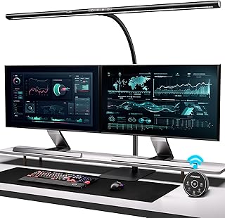 Schreibtischlampe LED mit Gestensteuerung & Fernbedienung, Dimmbare Monitor Lampe 24W 80cm, Tages…