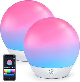 Aigostar Smart LED Tischlampe, Nachttischlampe Touch dimmbar Bluetooth Nachtlicht, Layered Contro…