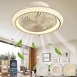 AJZXQM LED Deckenventilator mit Beleuchtung, Leise, 75W Deckenlampe mit Ventilator Und Fernbedien…