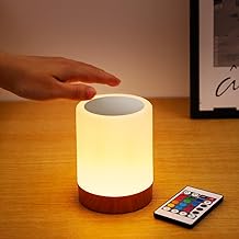LED Nachttischlampe & Tischlampe Kabellos mit Touch, Stilllicht & Nachtlicht Dimmbar mit 13 Farbe…