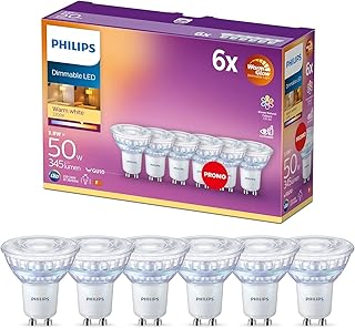 Philips LED Classic GU10 Lampen Warm Glow 6-er Pack (50 W), dimmbare Reflektor LED Spots mit warm…