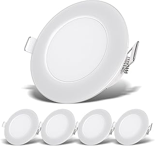 B.K.Licht – 5er Set LED Bad Einbaustrahler 230V flach, IP65, neutralweiße Lichtfarbe, Lochmass 6…