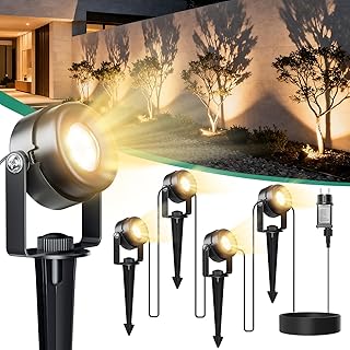 Gartenbeleuchtung LED, 4 in 1 Gartenstrahler Strom mit 14m Kabel, 3000K Außenlampe, IP65 Wasserd…