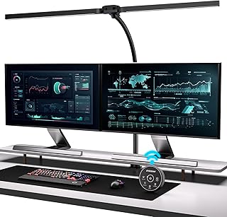 Schreibtischlampe, Doppelkopf Schreibtischlampe Klemmbar, 24W 80cm Tageslichtlampe Schreibtisch m…