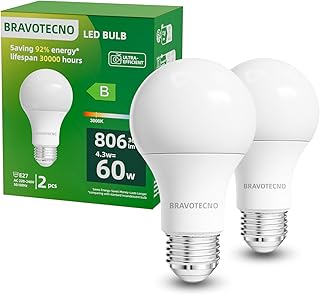 E27 LED Glühbirne, Energieklasse B E27 LED Warmweiss, 3000K 4.3W 806LM A60 Warmweiß Leuchtmitte…