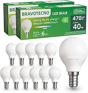E14 LED Glühbirne, Energieklasse B E14 LED Kaltweiss, 6500K 2.5W 470LM G45/P45 Kaltweiß Leuchtm…