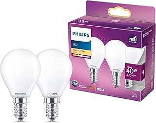 Philips LED Classic E14 Lampen 2er Pack (40 W), matte LED Lampen mit warmweißem Licht, energiesp…