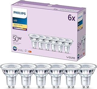 Philips LED Classic GU10 Lampen 6-er Pack (50 W), Reflektor LED Spots mit warmweißem Licht, ener…