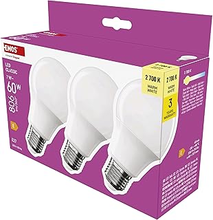 EMOS LED Lampe A60-Birne 3er Pack, 7W Ersatz für 60W Glühbirne, klassische Birne mit E27 Sockel…