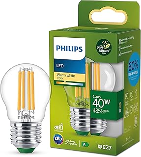 PHILIPS LED Classic ultraeffiziente E27 Lampe in Tropfenform (40 W), LED Lampe mit warmweißem Li…