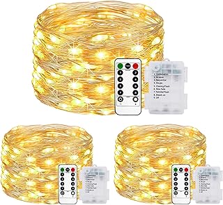 litogo 3 Stück Lichterkette Batterie, 5M 50 LED Lichterkette Batterie mit Timer & Fernbedienung …