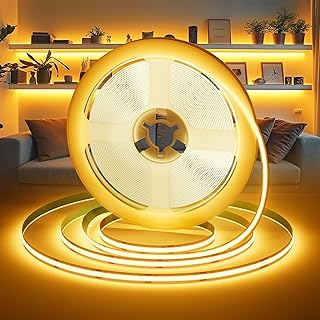 LED Strip COB LED Streifen 5M, LED Band 2700K mit Fernbedienung für Wohnzimmer Beleuchtung Gamin…