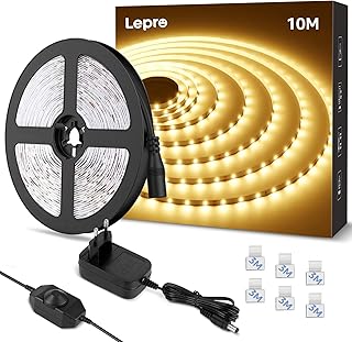 Lepro LED Strip 10M Warmweiss, LED Streifen Warmweiß 3000K Dimmbar, 2835 LED Band Selbstklebend …