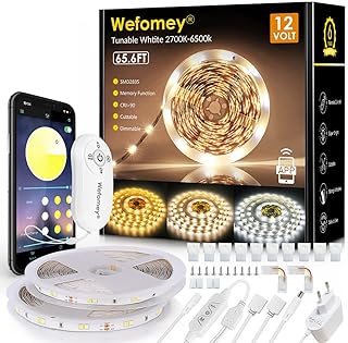 Led Strip 20m, Streifen 2700K-6500K 12V Lichtband Kaltweiß Warmweiß Flexibel DIY, Smart Selbstk…