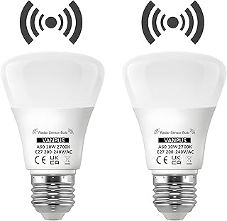 E27 LED-Lampe mit Bewegungsmelder & Radar-Technologie – 10W Warmweiß 2700K 30.000h Lebensdauer…