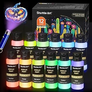 Shuttle Art Fluoreszierende Farbe, 12×60ml Leuchtfarben nachtleuchtend, Glow in the Dark nachtle…
