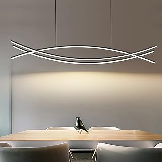 Mikeru LED Pendelleuchte esszimmer, 48W 120cm schwarz Moderne Hängeleuchte esstisch, Lineare Hä…