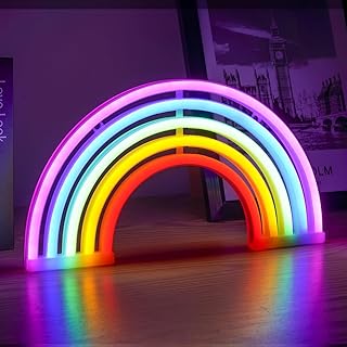 AOOTE Regenbogen Neon Light,LED Regenbogen Neonlichter,USB und Batterie betrieben,Rainbow Neon Ze…